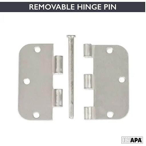 18 Pack Matte Black Interior Door Hinges 3 1/2 By 3 1/2 Inches With 5/8 Radius Corners for doors shown with removable hinge pin