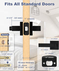 Diagram showing 5 Pack Matte Black Interior Door Handles For Bedrooms And Bathrooms With Keyless Privacy Lock installation.