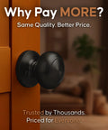 Matte Black interior passage door knob with ANSI Grade-3 certification, installed on a wooden door, ideal for bedrooms and closets.