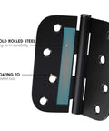 Sturdy Matte Black Iron Door Hinges Pack Of 3 For Interior And Exterior Doors 4 Inch By 4 Inch With Five Eighths Inch Radius Corners