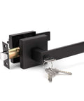 Exterior Door Handle Set With Heavy Duty Keyed Entry Lever Not Keyed Alike Matte Black Finish Left Or Right Handing Easy DIY Installation