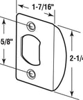 Diagram of Latch Strike Plate Two Pack Matte Black Finish One And Five Eighths Inch Center Mounting For Standard Door Latch Hardware