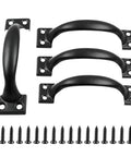 4 Pack 6 Inch Bow Style Metal Door Handles Door Pulls for Furniture Cabinets Kitchen Drawers Dressers Gates Vintage Barn Door Hardware Matte Black Durable Rustproof Iron, with screws