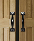 Two Pack 5.5 Inch Metal Door Handles Heavy Duty Modern Hardware For Metal Cabinets Doors Patios Gates Interior and Exterior Use