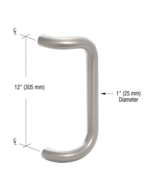 Stainless Steel 12 Inch Offset Door Pull Handle Matte Black Through Bolt Mounting For One To One And Three Quarter Inch Doors ADA Compliant