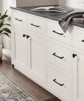 10 Pack Matte Black Oval Cabinet Knobs Single Hole Cabinet Pulls For Dresser And Kitchen Cabinets, installed on white kitchen cabinets