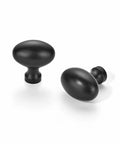 10 Pack Matte Black Oval Cabinet Knobs Single Hole Cabinet Pulls For Dresser And Kitchen Cabinets, shown on white background.
