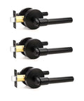 Black Passage Door Handles Three Pack Heavy Duty Reversible Non Locking Lever For Interior Doors Ideal For Hallways And Closets