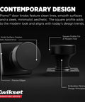 Non Locking Matte Black Interior Passage Door Knob With Microban Protection For Closet And Hallway Doors Durable Non Locking Door Hardware For Standard Interior Doors Delivers Easy Smooth Operation And Modern Clean Aesthetic For Home shown with sleek square profile design.
