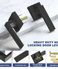 Matte Black Passage Door Lever Set Heavy Duty Square Interior Door Handles For Hallway And Closet Reversible Non Locking Levers Eight Pack