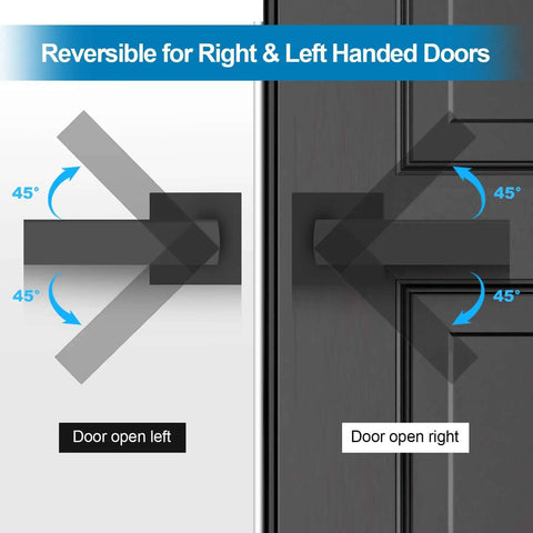 Matte Black Passage Door Lever Set Heavy Duty Square Interior Door Handles For Hallway And Closet Reversible diagram