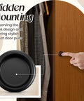 2-pack round recessed finger pull in matte black with snap-in installation shown on closet door displaying sleek design