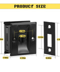 Pocket Door Lock With Privacy Latch In Matte Black Flush Mount Sliding Door Handle With Pull, Heavy Duty Stainless Steel Hardware dimensions