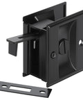 Pocket Door Lock With Privacy Latch In Matte Black Flush Mount Sliding Door Handle With Pull, Heavy Duty Stainless Steel Hardware