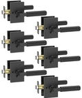Six Pack Black Privacy Door Handles With Levers And Knobs For Indoor Doors Heavy Duty Interior Privacy Locks with Matte Finish