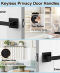 10 Pack Matte Black Interior Privacy Door Levers Set With Keyless Square Lock Heavy Duty Reversible Door Handles for Bedroom or Bathroom
