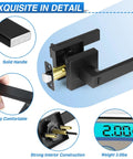 Six Pack Matte Black Privacy Door Levers with robust zinc alloy construction and brass components, showing solid handle and parts.