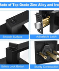 Privacy Door Levers Set In Matte Black Finish, Keyless Interior Door Handles with Lock, Heavy Duty Zinc Alloy Detail