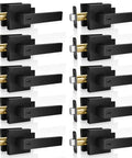 Privacy Door Levers Set In Matte Black Finish, Keyless Interior Door Handles With Lock For Bedroom And Bathroom, 10 Pack