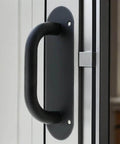 Two Pack Door Handle Pull Plate Stainless Steel Heavy Duty Barn Door Pull Handle For Sliding Barn Door Kitchen Cabinet Matte Black 7.8 Inch By 2.5 Inch Ideal For Residential And Commercial Use With Minimalist Aesthetic Durable Rust Resistant Hardware installed on door