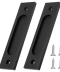 Matte Black Sliding Barn Door Handles 2 Pack Rectangular Recessed Pulls For Pocket Doors Drawers And Cabinets 6 Inch Style 2 With Screws