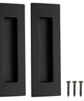 6 Inch Recessed Finger Flush Pulls for Pocket Doors and Closet Doors, Matte Black Stainless Steel Rectangular Door Pulls Hardware, 2-Pack