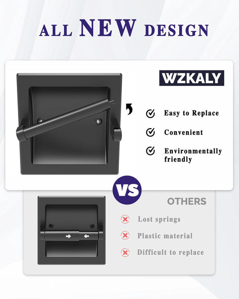 Matte Black Recessed Toilet Paper Holder For Large Rolls Pivoting Wall Mount In Wall 304 Stainless Steel Rustproof Bathroom Accessory Not Suitable For Mega Rolls showcased with new design highlights like easy replacement and eco-friendly features.