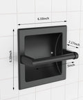 Matte Black Recessed Toilet Paper Holder For Large Rolls Pivoting Wall Mount In Wall 304 Stainless Steel Rustproof with dimensions