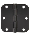 Sturdy Rounded Five Eighths Radius Interior Door Hinges 3.5 Inch By 3.5 Inch Matte Black 18 Pack Steel Construction