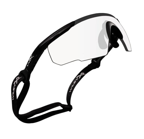 Side view of Matte Black Frames Shooting Glasses With ANSI Z87 Safety And Changeable Lenses