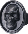 Matte black zinc skull cabinet knob for drawers and doors, vintage style, single hole, durable zinc alloy, 0.78 to 1.18 inch screws