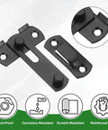 2 Pack Flip Latch Gate Latch Set 3 Inch Stainless Steel Flip Sliding Barn Door Lock With Screws shown in matte black