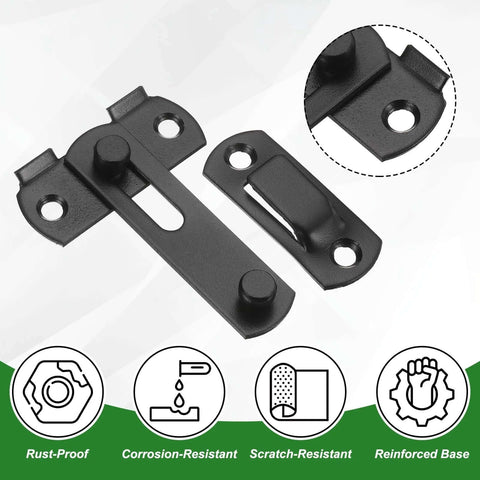 2 Pack Flip Latch Gate Latch Set 3 Inch Stainless Steel Flip Sliding Barn Door Lock With Screws shown in matte black