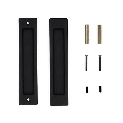 Sliding Barn Door Flush Handle 7.08 Inch Rectangular Matte Black Invisible Recessed Finger Pull For Cabinets Closets And Drawers