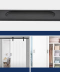 Self Stick Rectangular Sliding Door Pulls Two Piece Set Matte Black Aluminum Flush Handles No Drill Punch Free 180mm