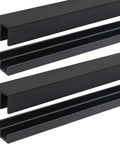 Two Sets Sliding Door Track For One Quarter Inch Thick Panels Glass Cabinet Sliding Track System With PVC Durable Low Noise Design Three Ft Long Per Set Easy To Install Matte Black Finish Ideal Sliding Door Hardware For Cabinets And Windows, showing black PVC tracks.
