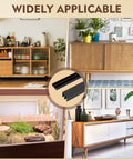 Two Sets Of Four Feet Plastic Sliding Door Track System For One Quarter Inch Glass Panels In Cabinets With Upper And Lower Tracks Matte Black Finish PVC Durable Low Noise Sliding Track For Easy Installation And Seamless Operation displayed with cabinets in various settings