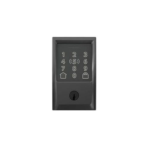 Front view of Smart WiFi Front Door Deadbolt With Built In WiFi App Control And Keyless Entry Unlock From Anywhere Through The Connected App Apple Watch Unlock Capability With HomeKit And Alexa Compatible Matte Black Finish Easy Install For Enhanced Security And.