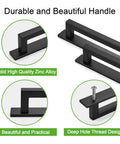 Square Solid Cabinet Handles 3 Inch 76mm Screw Spacing Matte Black Pulls 10 Pack Zinc Alloy Durable Furniture Hardware details