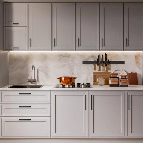 30 Pack Cabinet Pulls Slim Square Bar 3 Inch Hole Center Matte Black Solid Build on modern kitchen cabinets with smooth operation