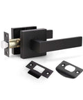 Matte Black Heavy Duty Built To Last Interior Door Handle Set With Square Classic Passage Knobs includes screws and strike plate