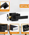 10 Pack Matte Black Privacy Door Levers With Keyless Interior Knobs Square Style showing comfortable grip and matte finish