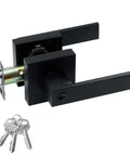 Entry Door Lock Set With Square Door Lever For Bedroom And Privacy, Heavy Duty Interior Exterior Door Knob, ANSI Grade 3, Zinc Alloy And Brass Build, Matte Black Finish, DIY Install, No Pros Needed
