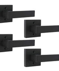 Matte Black Square Dummy Door Levers 4 Pack For French Doors And Closet Hardware Non Turning Exposed Screws Heavy Duty Zinc Alloy
