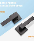 Matte Black Heavy Duty Built To Last Interior Door Handle Set With Square Classic Passage Knobs for hall and pantry doors