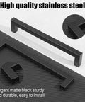 10 Pack Matte Black Cabinet Handles Stainless Steel Drawer Pulls For Kitchen Cabinets Bathroom Cupboards Dresser Wardrobe With 7 Inch Hole Centers, Bulk Pack
