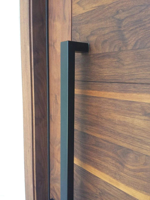 Matte Black 304 Stainless Steel Double Sided Door Pull Push Handles For Commercial Entrances on wooden door