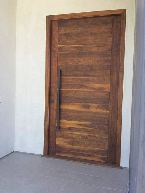 Wooden door with Matte Black 304 Stainless Steel Double Sided Door Pull Push Handles For Commercial Entrances 70 Inch Long