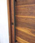 Matte Black 304 Stainless Steel Double Sided Door Pull Push Handles For Commercial Entrances 70 Inch Long on wooden door
