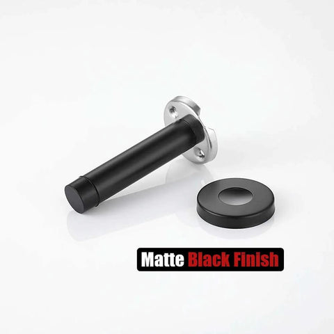 Door Stopper Black, 304 Stainless Steel Thicken 1mm Sound Dampening Door Stop Bumper Wall Protetor 2 Pack, Matte Black, DSB5-PB-P2